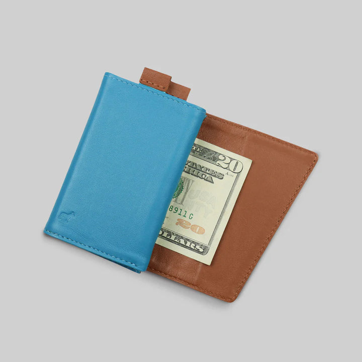 AirTag Ready Speed Wallet Turquoise-Tan - The Frenchie Co. - KW