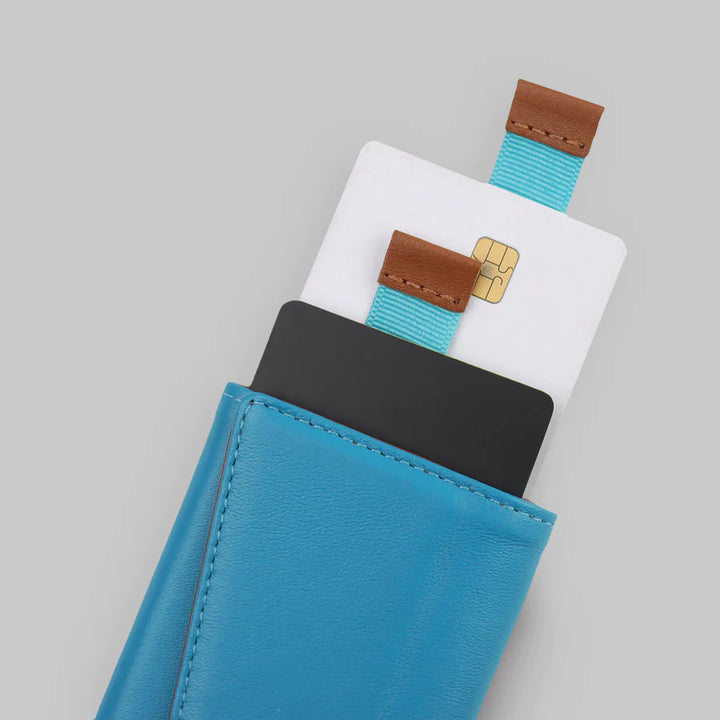 AirTag Ready Speed Wallet Turquoise-Tan - The Frenchie Co. - KW