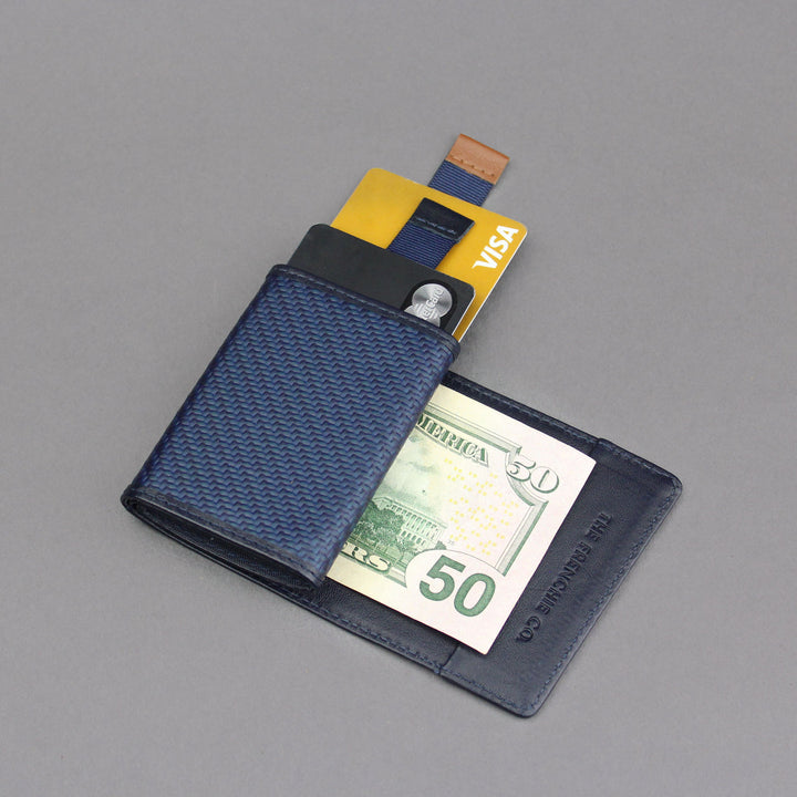 AirTag Ready speed wallet mini carbon fiber Navy - The Frenchie Co. - KW